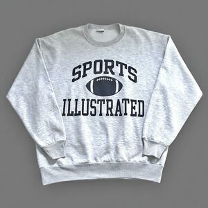 Vintage 90s Jerzees Sports Illustrated Gray Football Crew Neck Sweatshirt Mens L